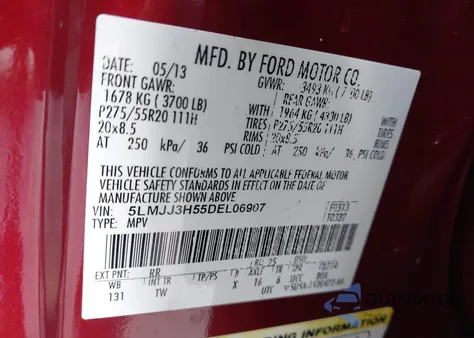 2013 Lincoln Navigator L from USA, damaged, VIN 5LMJJ3H55DEL06907